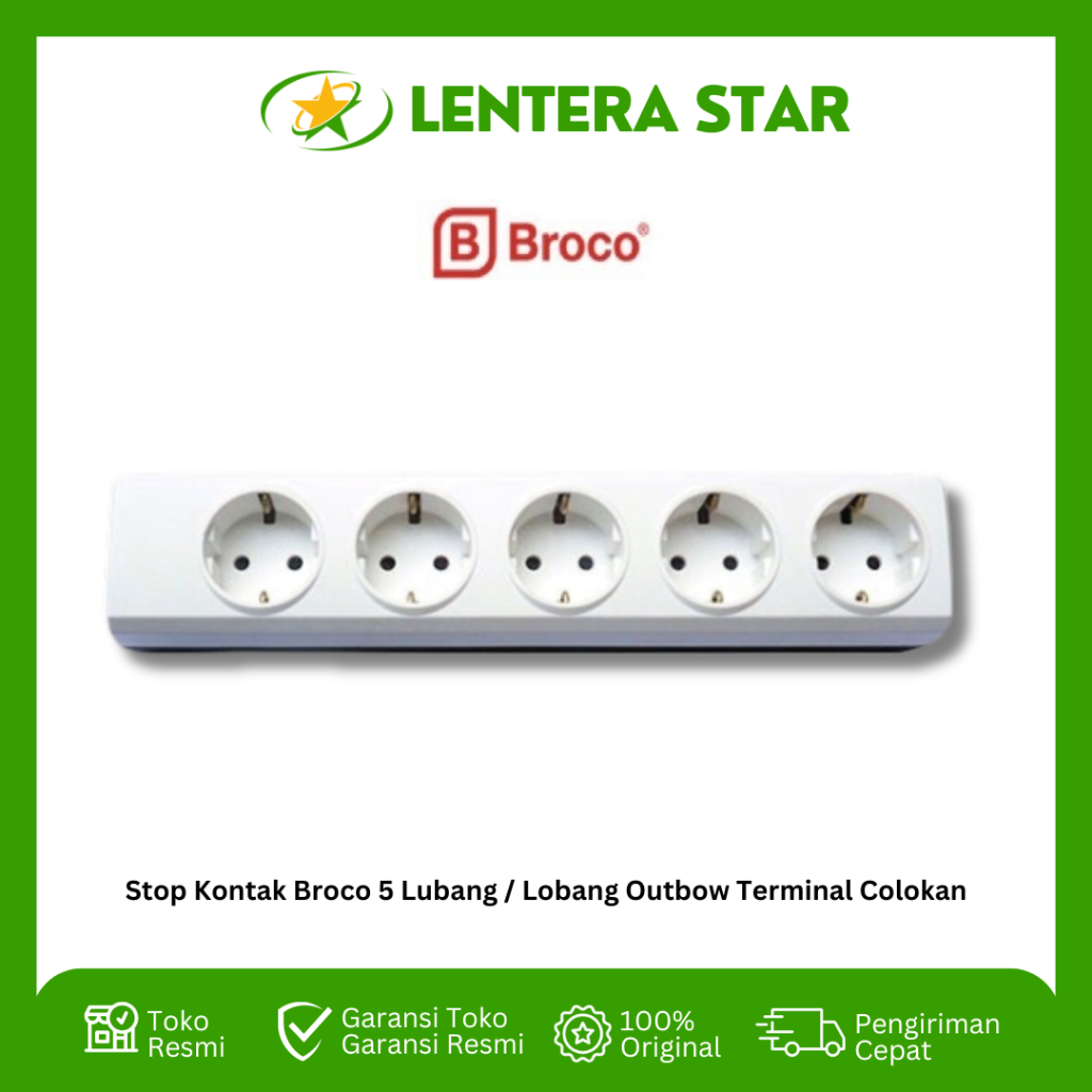 Stop Kontak Broco 5 Lubang / Lobang Outbow Terminal Colokan