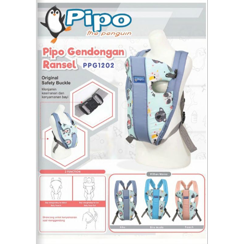 pipo gendongan ransel / gendongan ransel baby scots / gendongan bayi