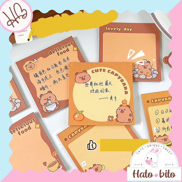 

1 set isi 50 lembar sticky notes capybara cute mini memo notes lucu kawai HB1754