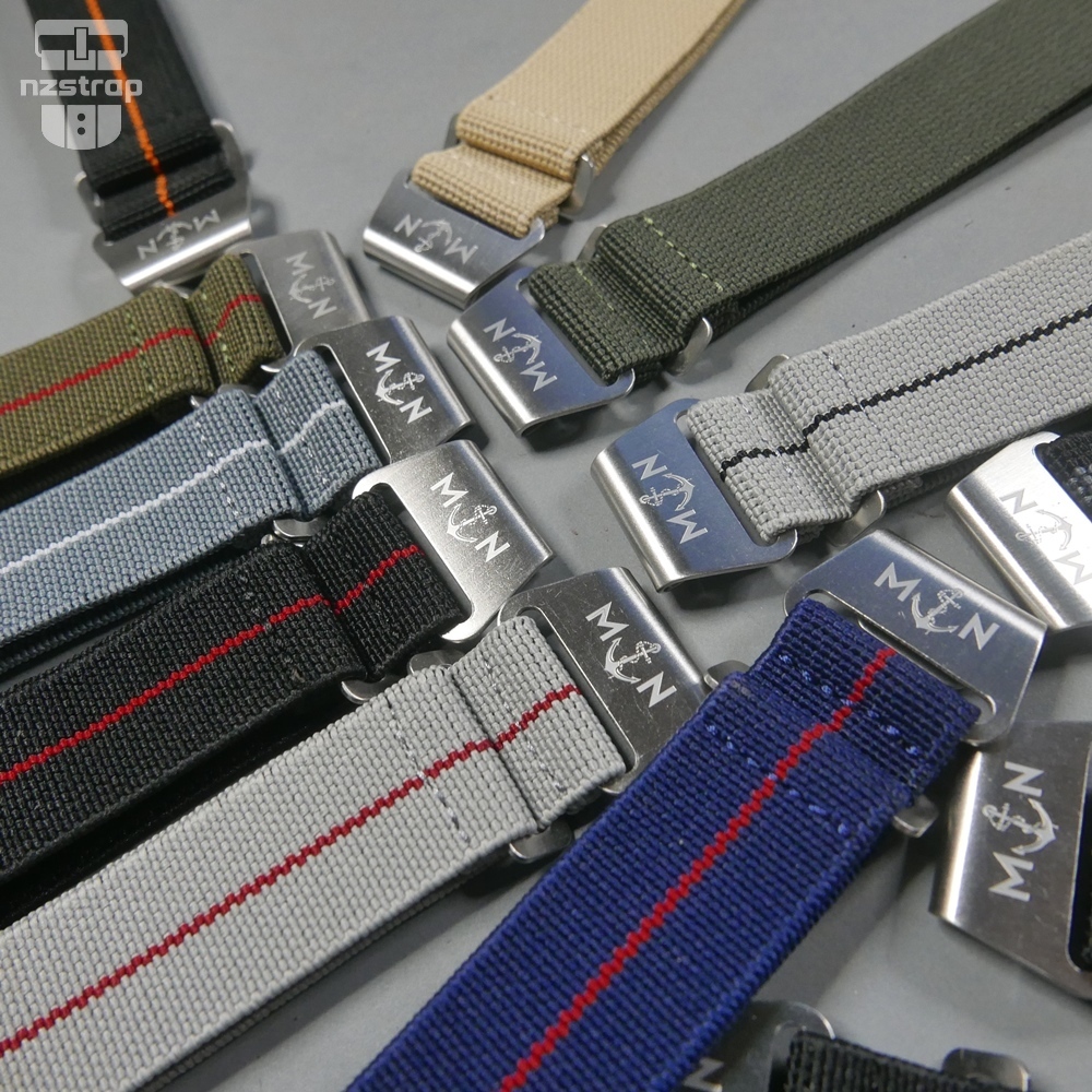 NZ Strap Tali Jam Tangan MN Strap Marine Nationale Elastic Nylon Strap Premium Strap Watch Size 18, 