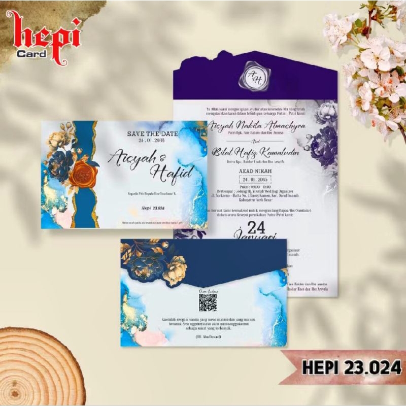 Cetak Undangan Pernikahan HEPI 23.024 Sudah Termasuk Cetak Tex + Blangko + Plastik Lengkap