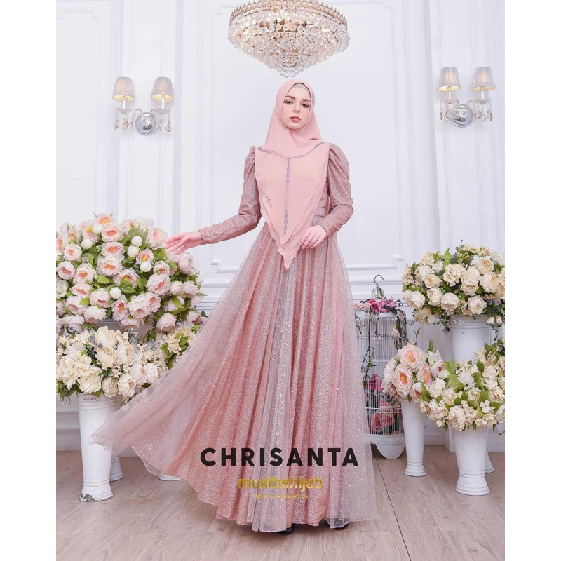 [MUSTBE HIJAB SYARI] GAMIS SYARI TERBARU / DRESS SET PRINTING " CHRISANTA SET " BY MUSTBE HIJAB