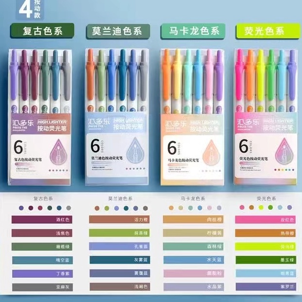 

KODE J3Y4 highlighter morandi isi 6 retract ada 4 seri