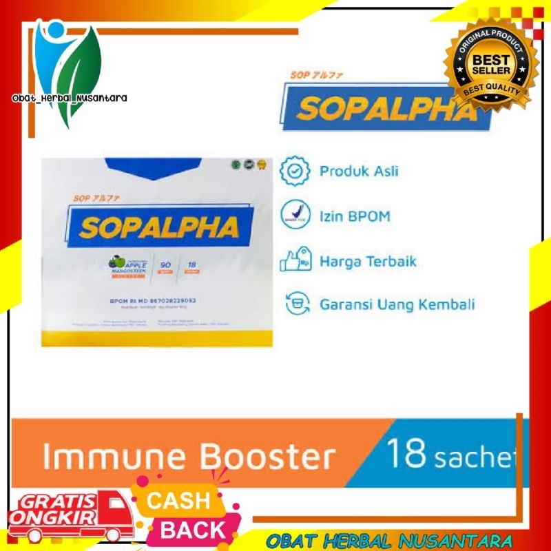 SOPALPHA ORIGINAL 1 BOX ISI 18 SACHET BPOM HALAL SOP ALPHA IMMUN BOOSTER KESEHATAN SOPALPA ALPA SOPA