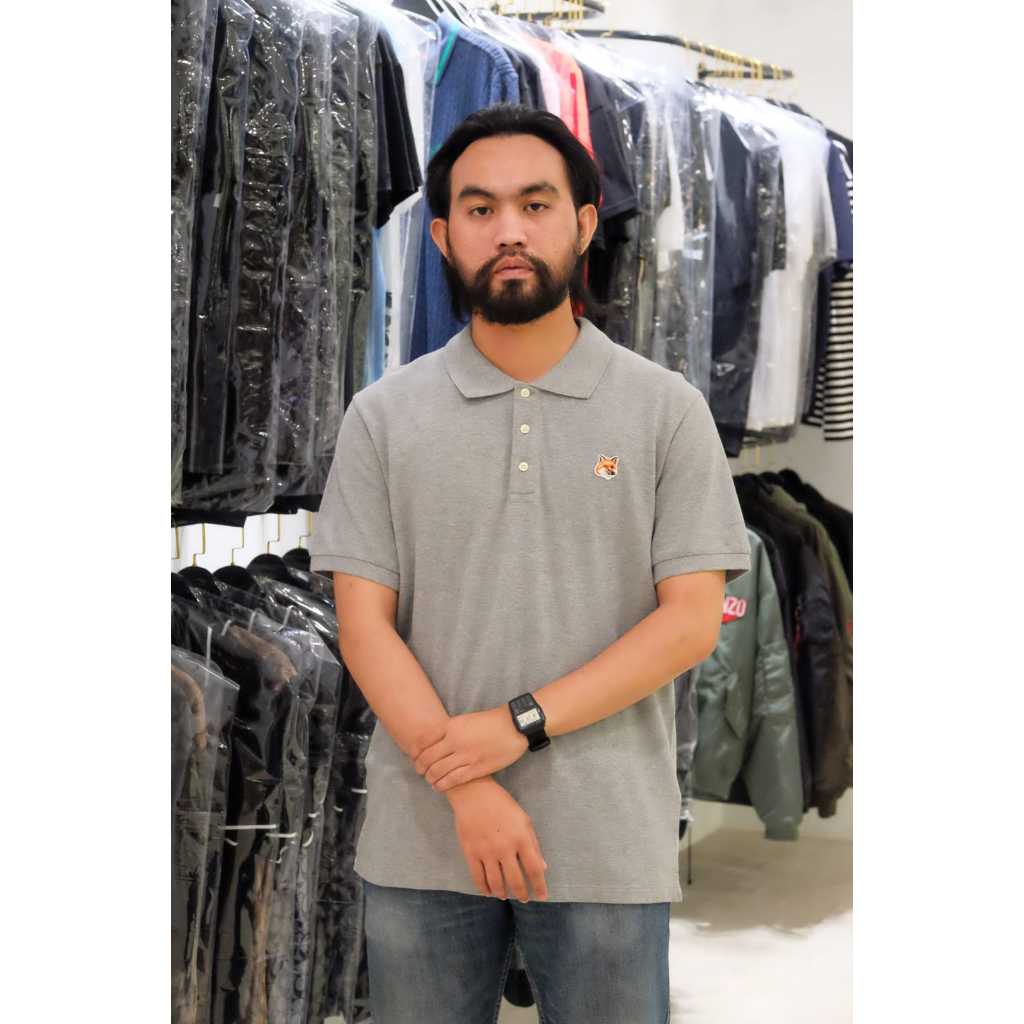 MAISON KITSUNE ORANGE FOX GREY POLO