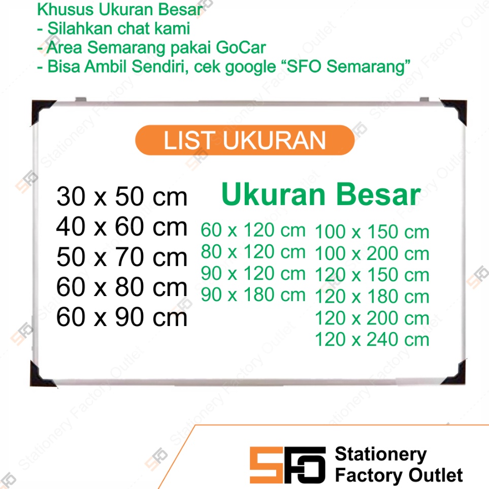 

KODE U5H9 Papan Tulis 4 x 6 cm Local Whiteboard SFO Semarang Official