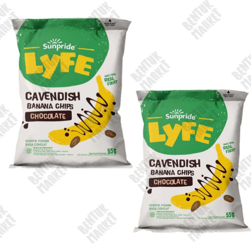 

SUNPRIDE LYFE Cavendish Banana Chips Chocolate 55gr / Keripik Pisang Coklat / Cemilan Instan