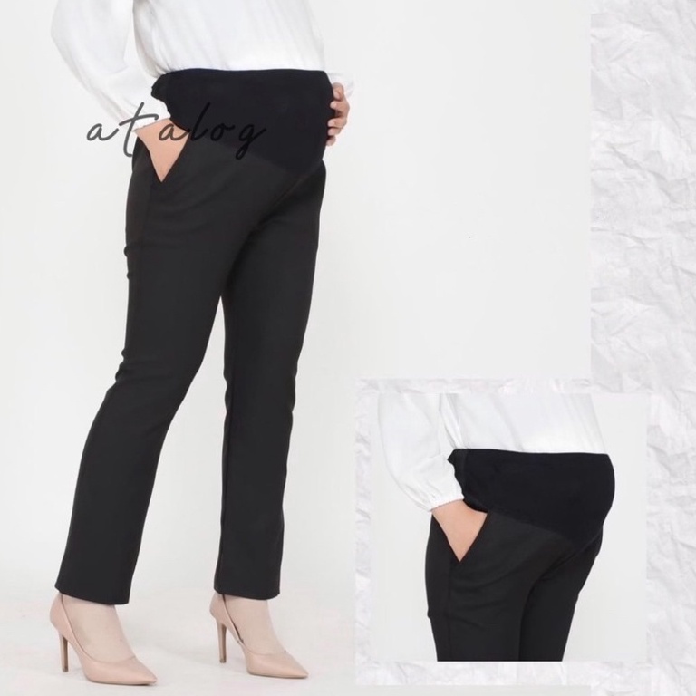 ATALOG  Celana Kerja Kantor Formal Wanita Hamil Slimfit x D1A5