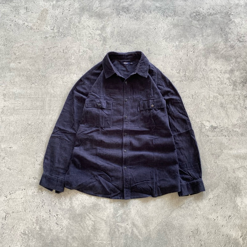 Spao Navy Corduroy Shirt 2 Pocket