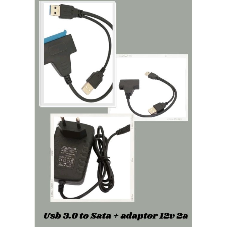 Kabel Usb 3 Cabang to Sata NEW  Adaptor 12v 2a u S5B9