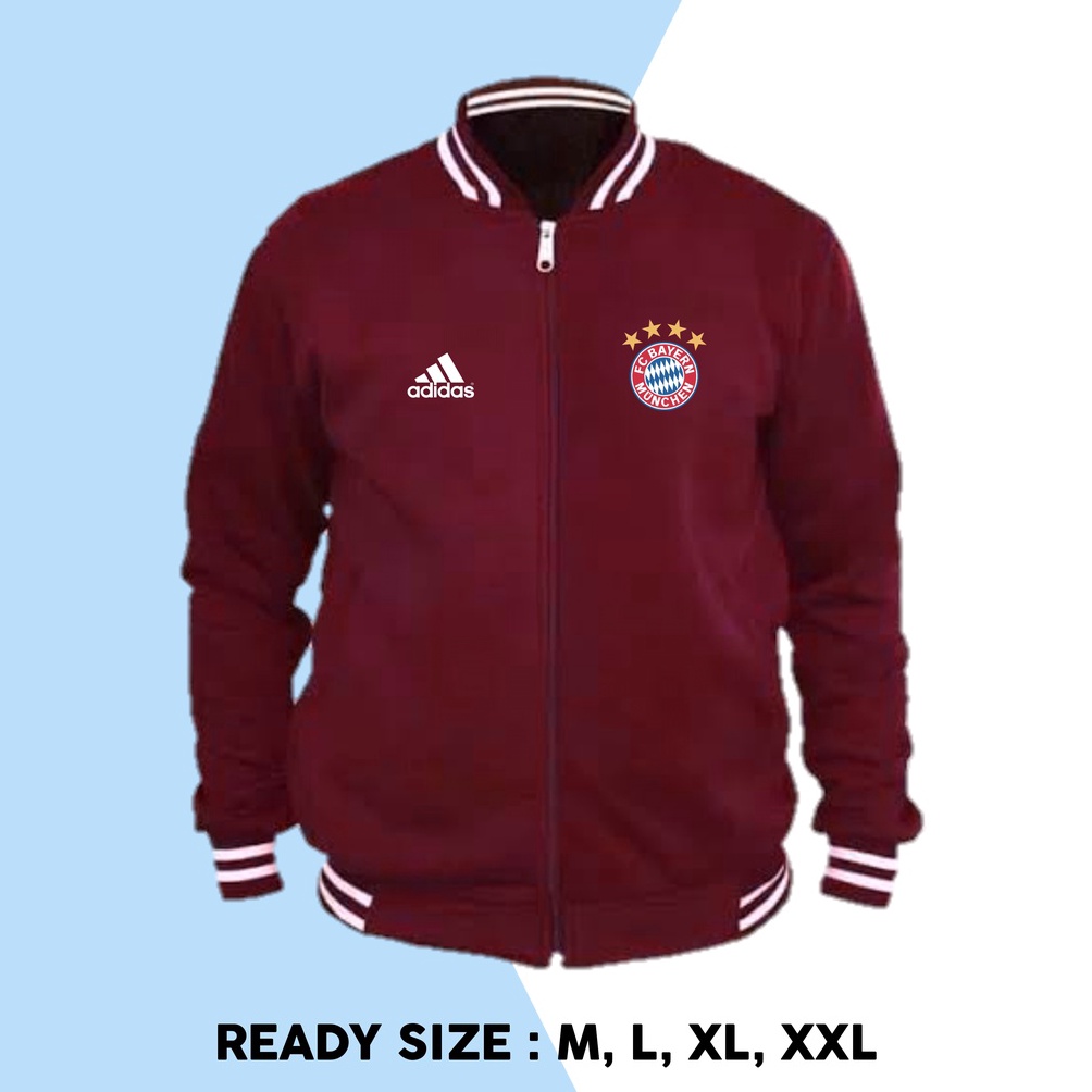 KODE C59S Jaket bola FC Bayern Munchen FCBFI Fans Varsity Zipper Football