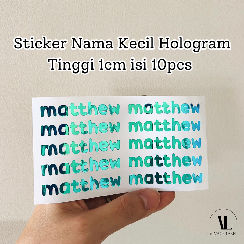 

[VIVACE] Cutting Sticker HOLOGRAM Nama Kecil isi 10pcs TINGGI 1cm SIZE S Waterproof Stiker
