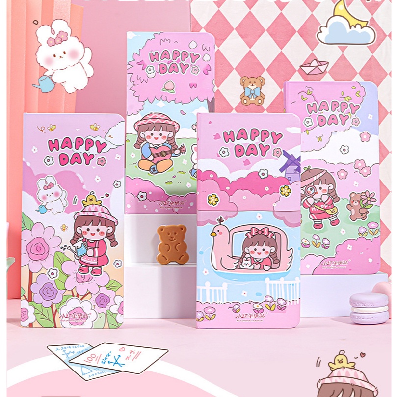 

BARU RESTOK Happy Day Notebook A6 kertas berwarna Harcover travel book planner