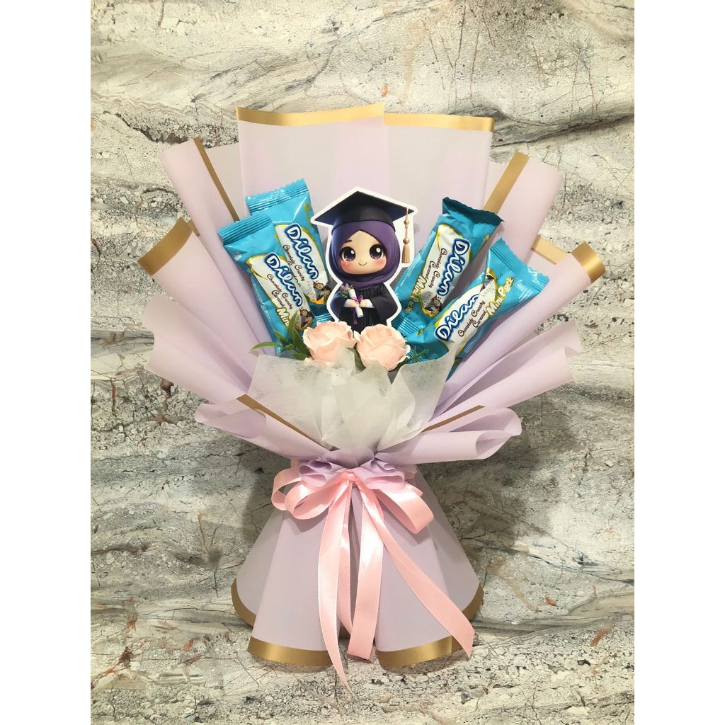 (Mini) Buket Wisuda / Buket Snack / Buket Wisuda Anak / Buket Wisuda Bunga Artifisial / Buket Bunga 