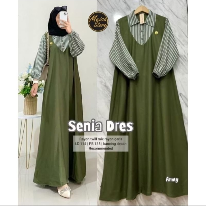 SENIA DRESS GAMIS RAYON TWIL KOMBI RAYO Garis