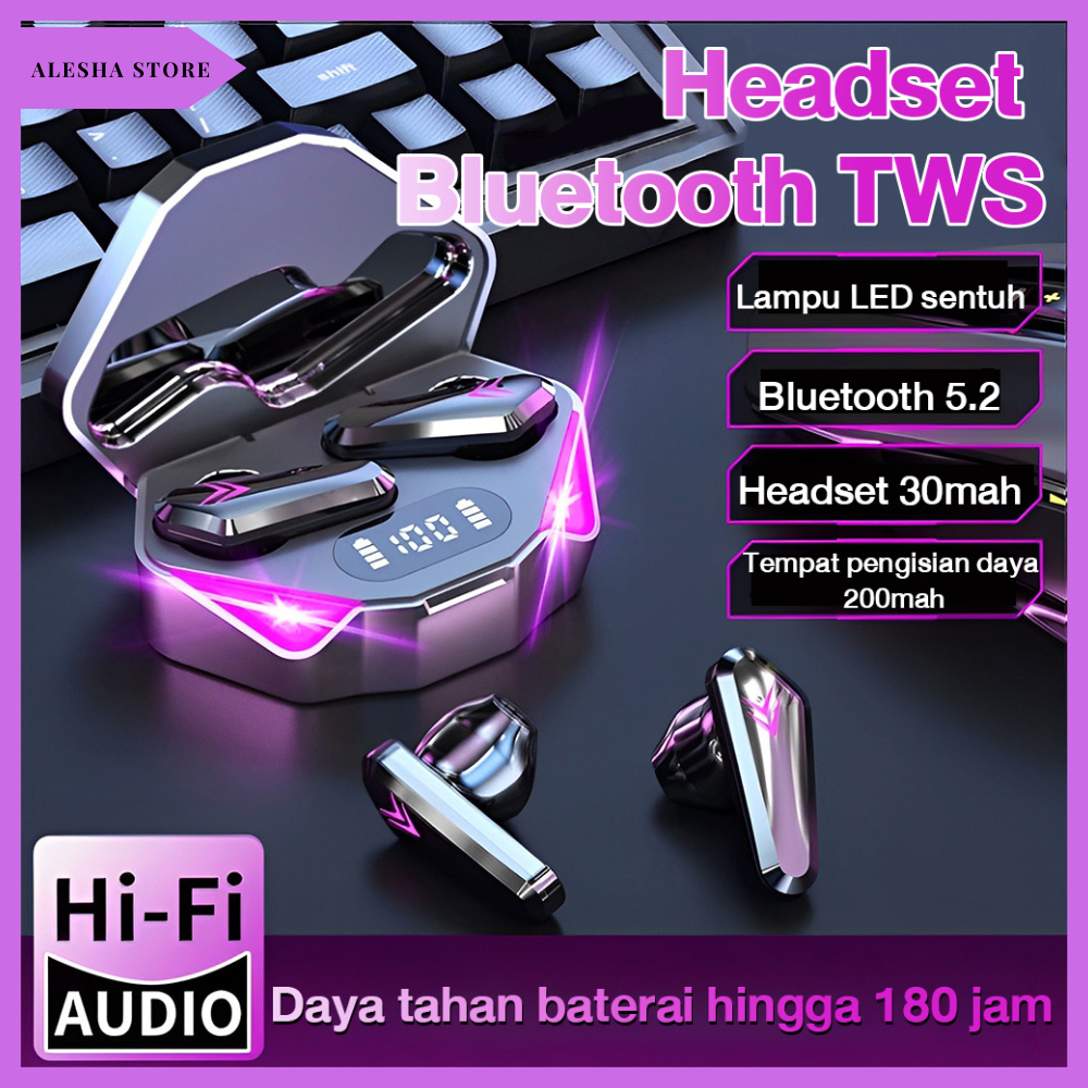 Gaming Earphone Bluetooth TWS X15 No Delay Low Latency Waterproof Battery Display RGB