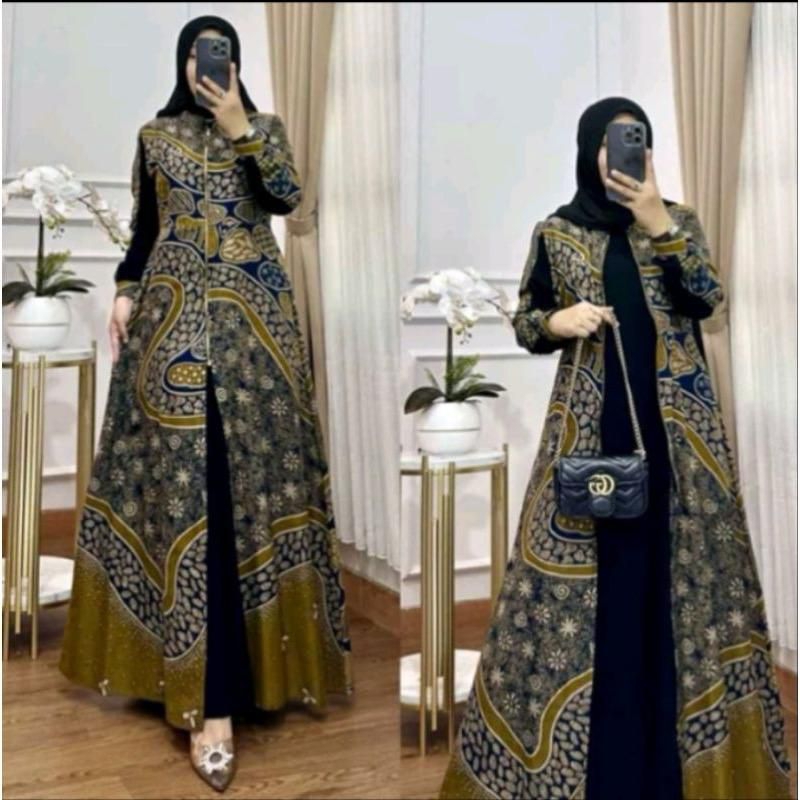 gamis kombinasi batik model pisahan
