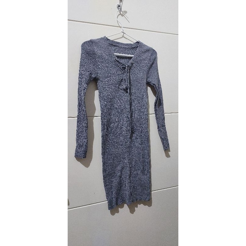 Preloved Grey Long Sleeve Knit Dress