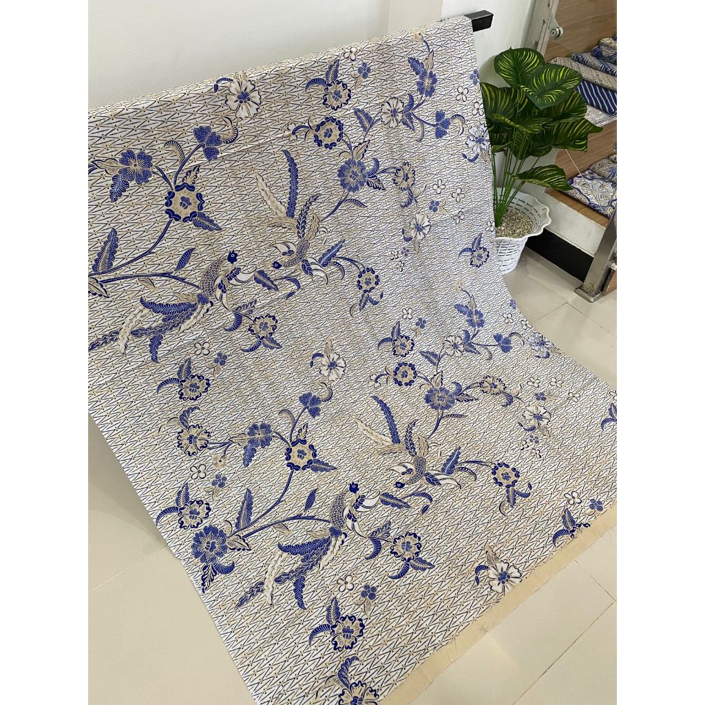 Kain Jarik Batik SOLO (Lawasan) motif burung nangkring warna biru