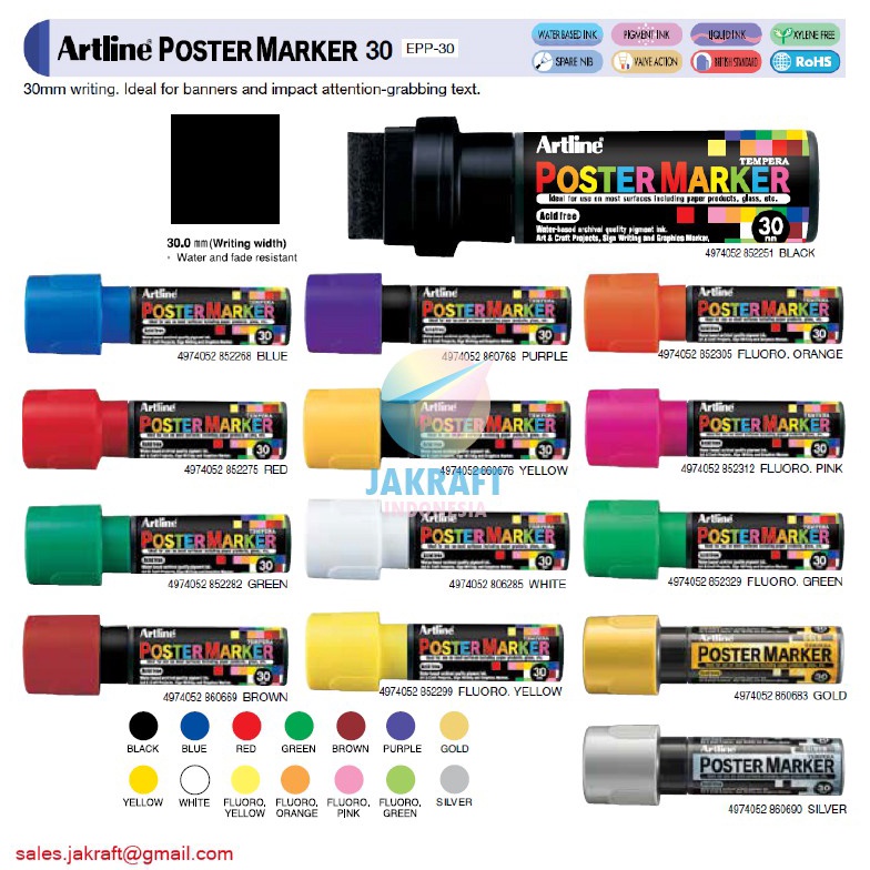 

HARGA GROSIR 1 Pcs Spidol Graffiti Mural Dinding Kaca Papan Tulis 3 Cm ARTLINE Poster Marker EPP3 Whiteboard