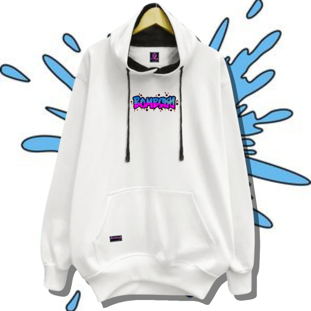 Hudie Pria Oversize Putih List Boomsky Hoodie Cowok Cewek Distro Original Brand Kota Bandung Sweater