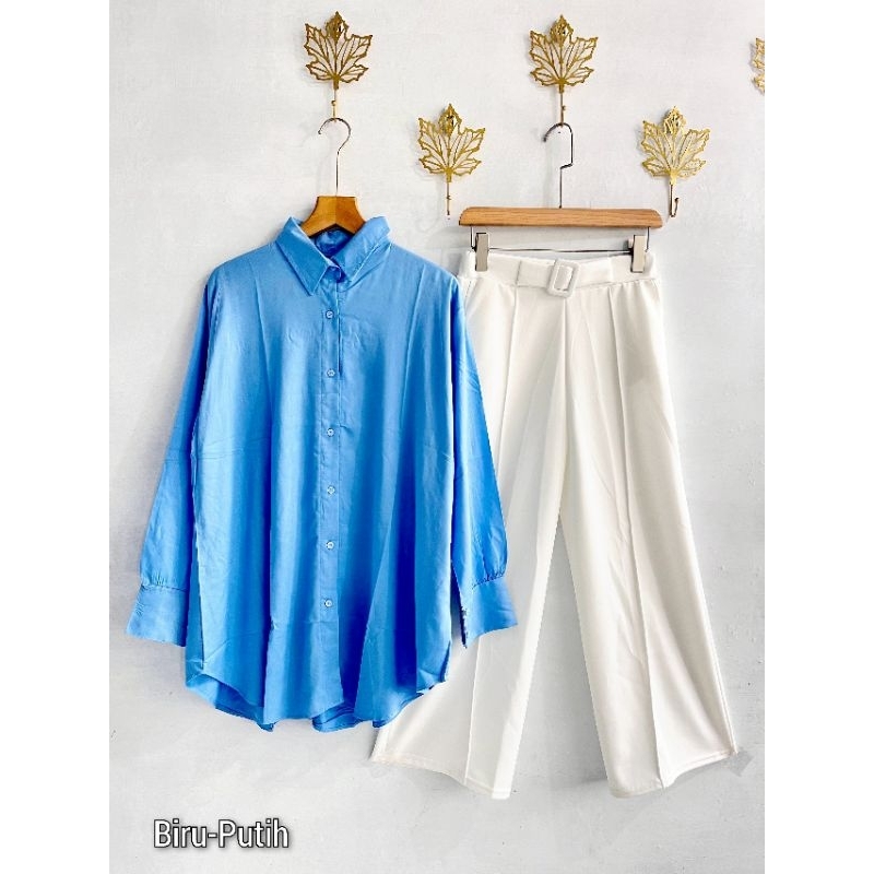 Kemeja Rayon JVN Set Kulot Scuba //Kemeja Rayon Eksklusif//Ootd Simple // Kulot Scuba Premium