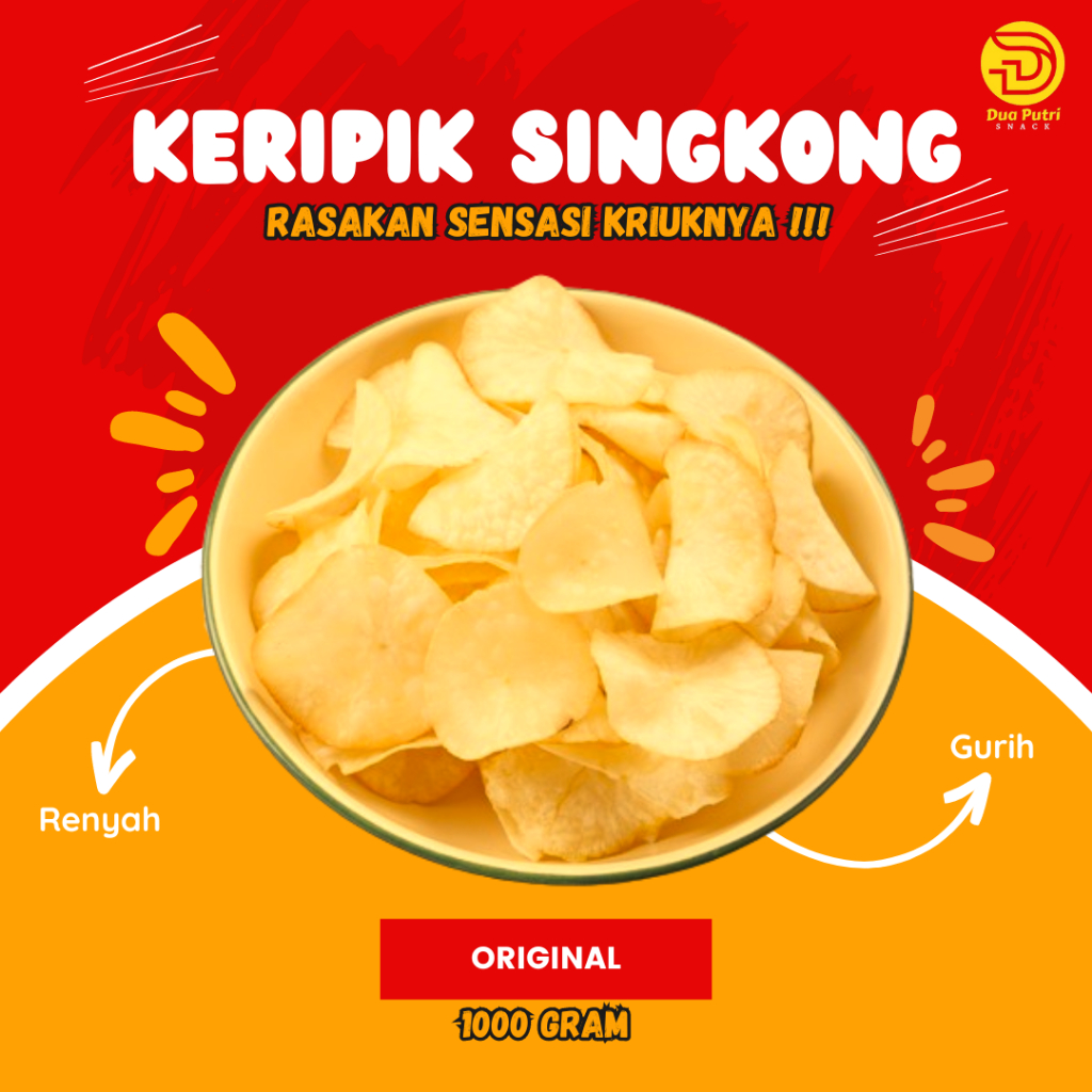 

Kripik Singkong Keripik Asin Gurih Renyah | Cemilan Snack Kiloan - Original 1Kg