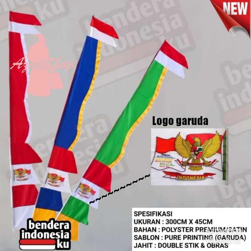 GROSIR Bendera Umbul-umbul Kuda Laut 2,8m Merah Putih dan Warna Warni