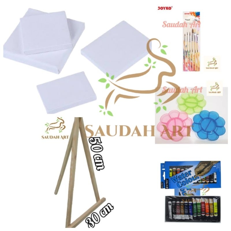 

Paket Kanvas Lukis 50x50 (kanvas,kuas,palet,cat air @6ml,easel)