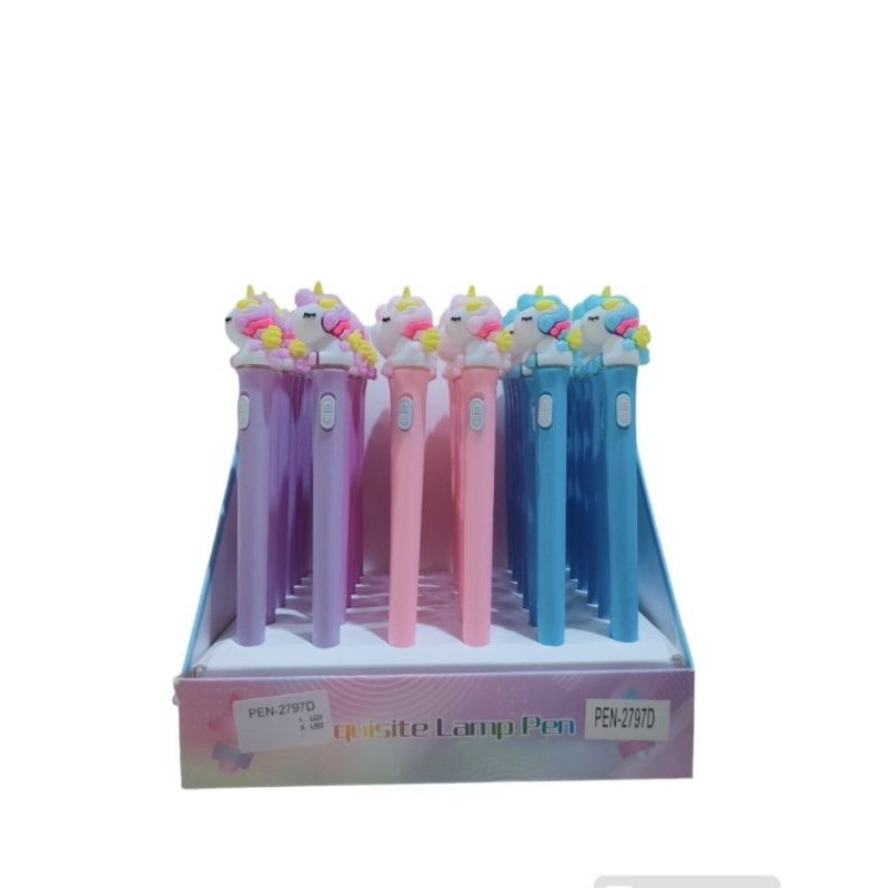 

Pulpen lampu LED berkarakter Sanrio/ unicorn/ mario/ melody/ cinnamorol/ bolpen gel lamp led bermotif lucu