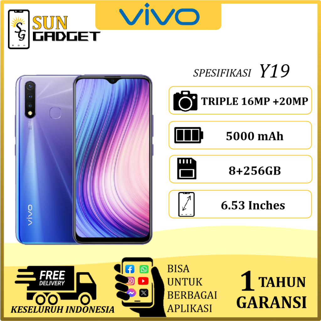 HP VIVO Y19 RAM 6/128GB, 8/256GB FULLSET 4G GARANSI 1 TAHUN