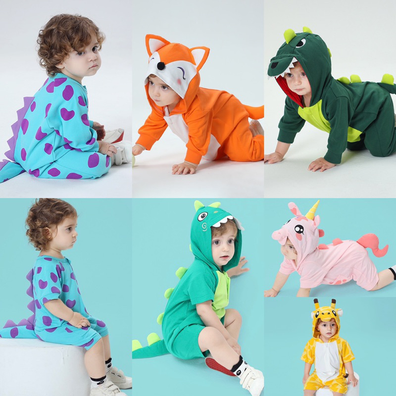 Spike Tail Baby Jumper | size 6-36m | sulley dino unicorn giraffe fox tiger | pakaian baju anak bayi