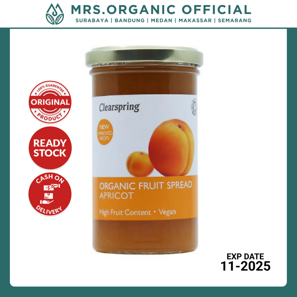 

Selai Buah Organik Clearspring Organic Fruit Spread Apricot 280g