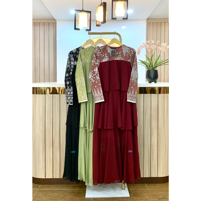 Tazkia Dress/cut madyna dress/gamis brukat/dress kondangan/terbaru