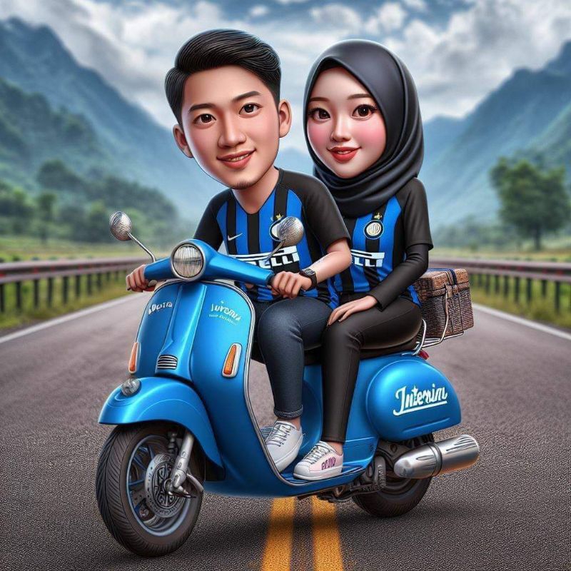 Edit karikatur prewedding Pakaian Bola