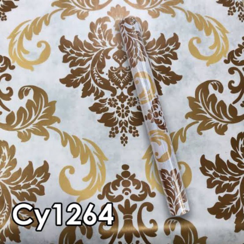 Wallpaper Sticker Dinding Motif Karakter CY1264 Batik Emas Coklat Classic Termurah