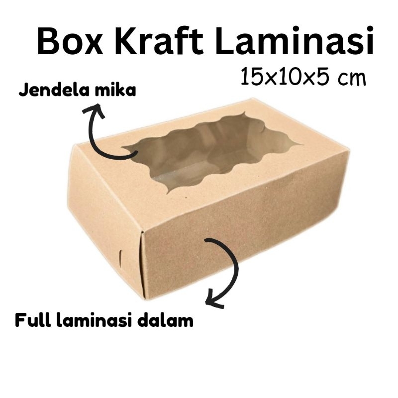 

10 PC BOX KRAFT LAMINASI 15x10x5 15x10 KOTAK KUE BOX JAJAN SNACK DONAT