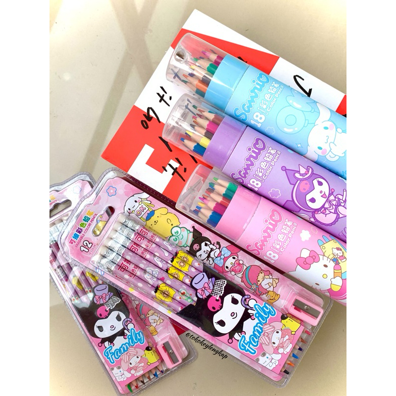 

KEY - 12/18/24 Pensil Warna Warni Sanrio isi Lengkap karakter Cinnamoroll Kuromi Melody Set pencil warna Sanrio