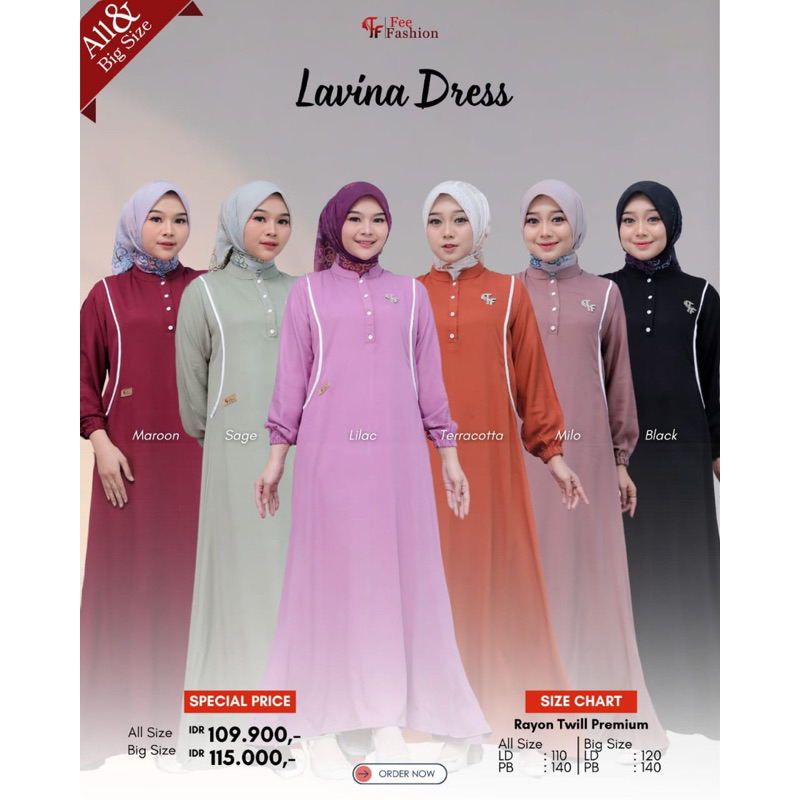 Fee Fashion - Dress / Gamis Wanita / Lavina Dress Fee Fashion