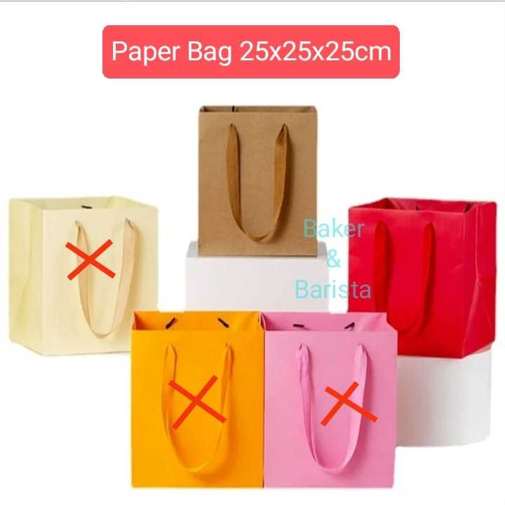 

Paper Bag 25x25x25cm / Paper Box Red Brown 25x25x25cm Paper Bags with Handles Gift Bag