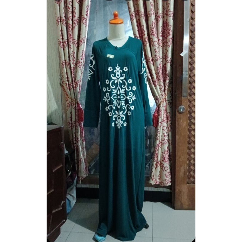 BAJU GAMIS MUSLIM BORDIR BAHAN JERSY SUPER LD 120 MELAR PB 150
