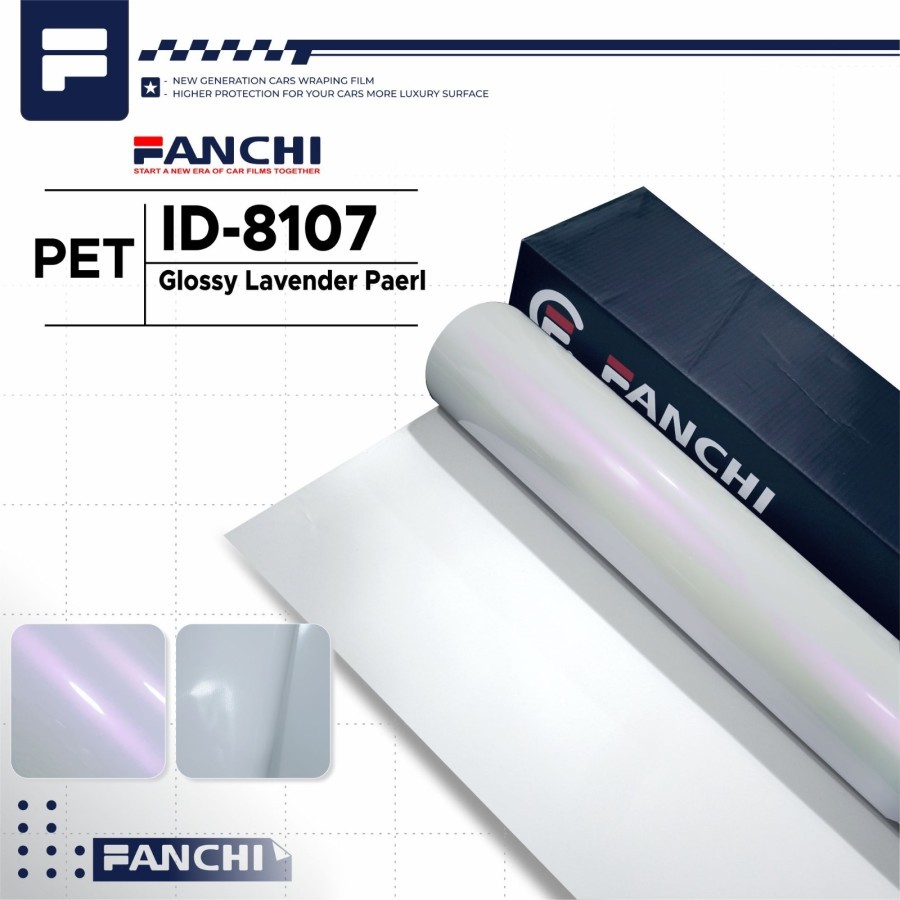 

ROLL Sticker FANCHI ID-8107 Glossy White Pearl Lavender PET Putih Lembayung Ungu 152CM ROLL