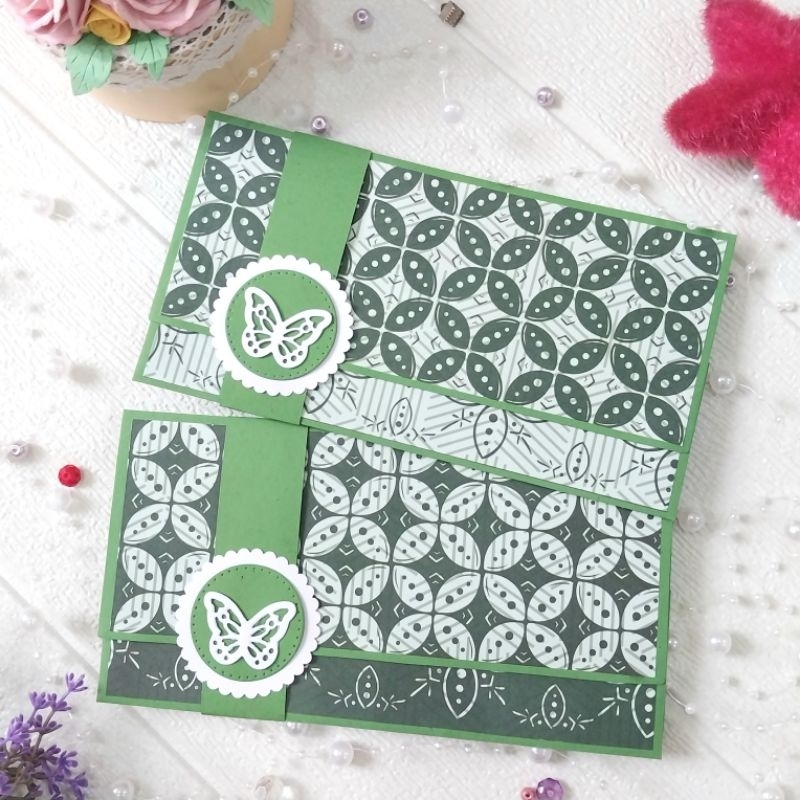 

Amplop uang batik hijau handmade 1pcs die cut gift lebaran angpau wedding