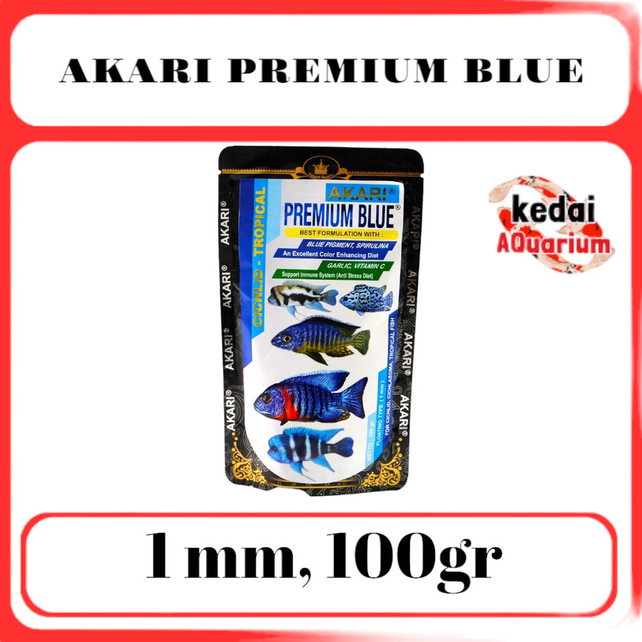 Pelet Cichild Akari Premium Blue. 1mm 100gr / Pakan Ikan Hias Cichild
