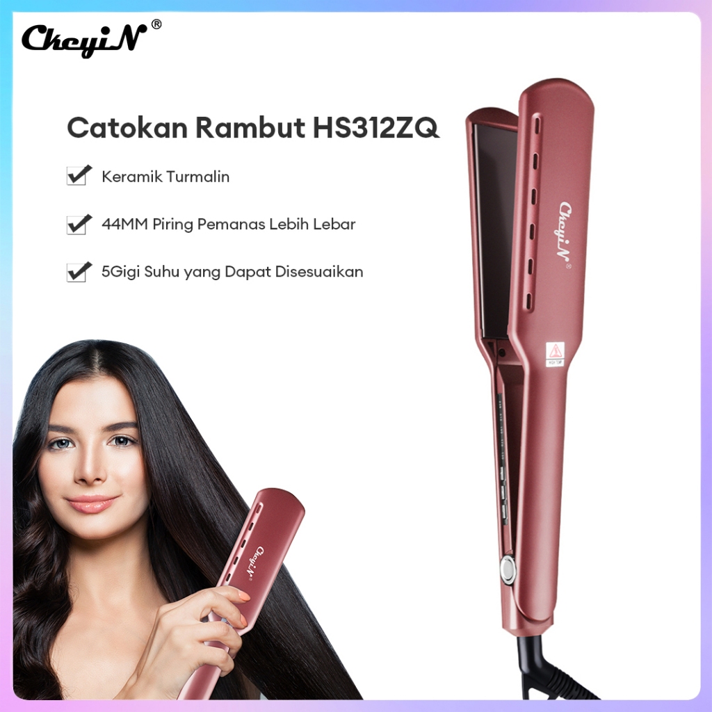 CkeyiN Hair Straightener 44MM Catokan Rambut Lurus Catok Pelurus Rambut Catok Keriting Profesional