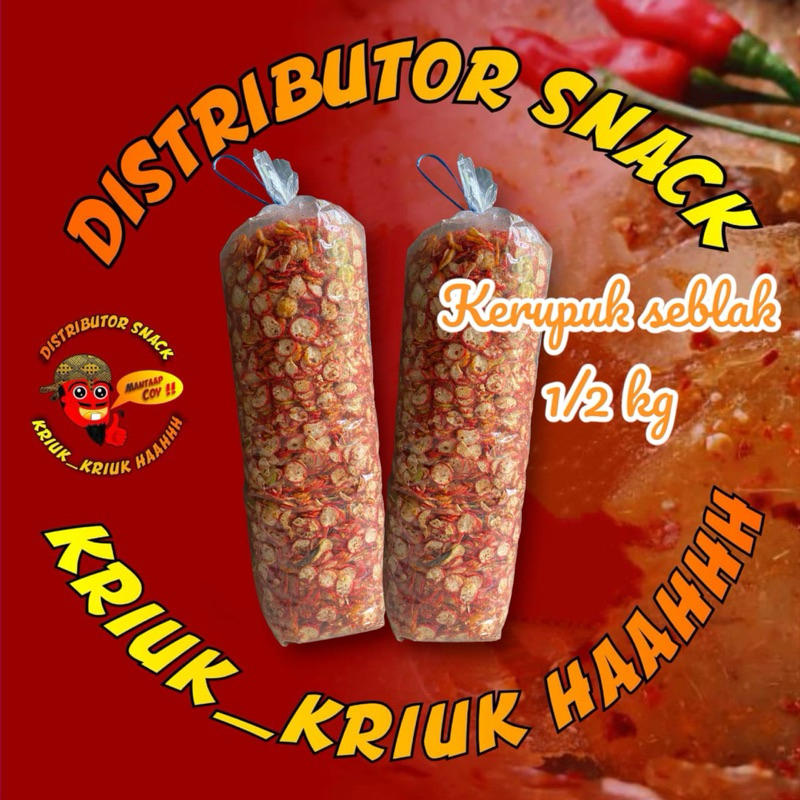 

{ COD } Kerupuk seblak pedas / kerupuk bantat pedas 500gr