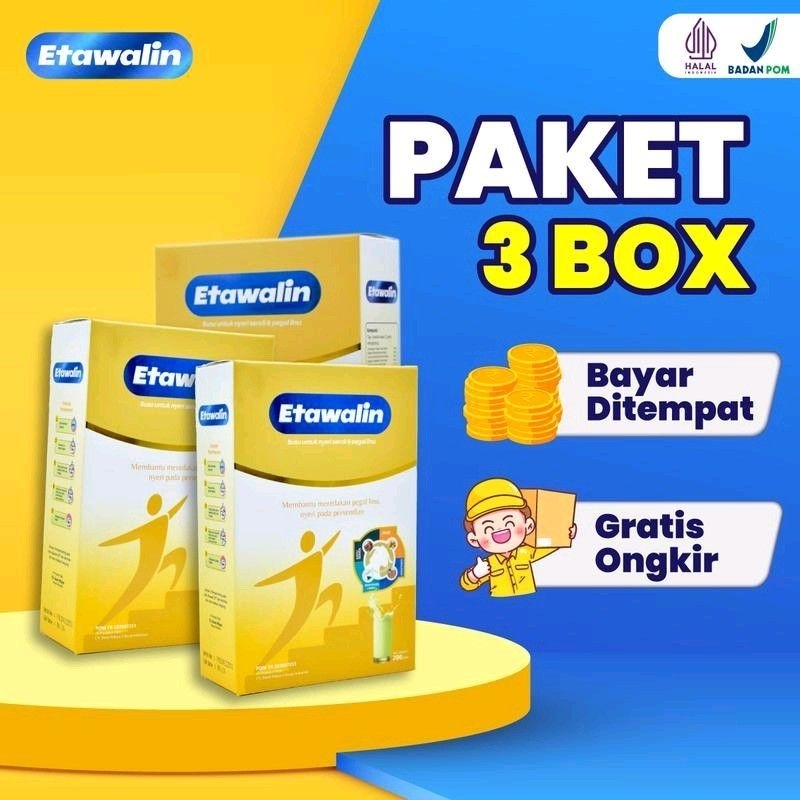 

[READY STOCK] PAKET 3 BOX ETAWALIN – Susu Kambing Etawa Tingkatkan Kepadatan & Kesehatan Tulang Sendi Susu Anti Asam Urat Rematik Reumatik Nyeri Sendi.