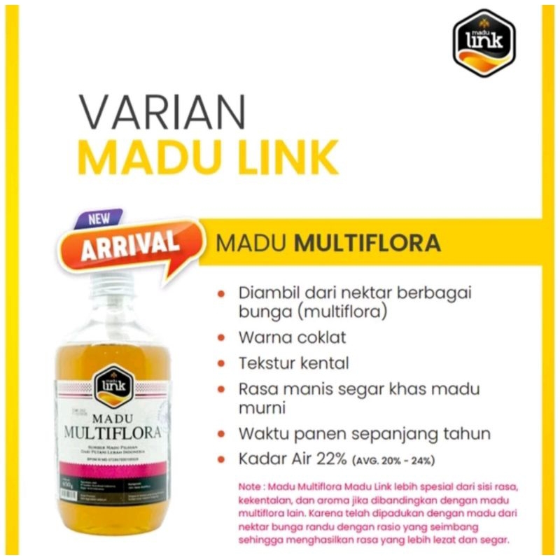 

Madu Murni Asli Multiflora 100% Pure Natural Raw Honey 650gr - Madu Link