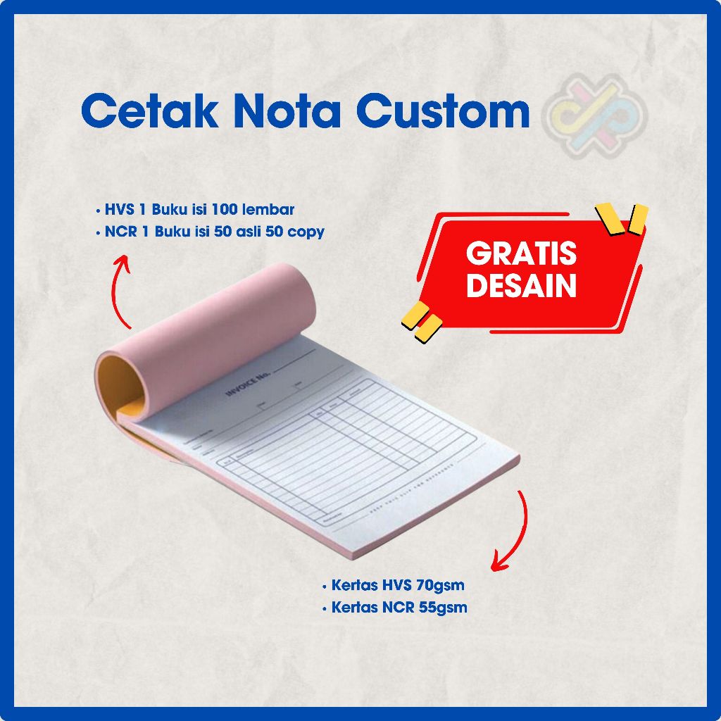 

GRATIS DESAIN Cetak Nota Custom 1/2 Folio 1Ply 2ply