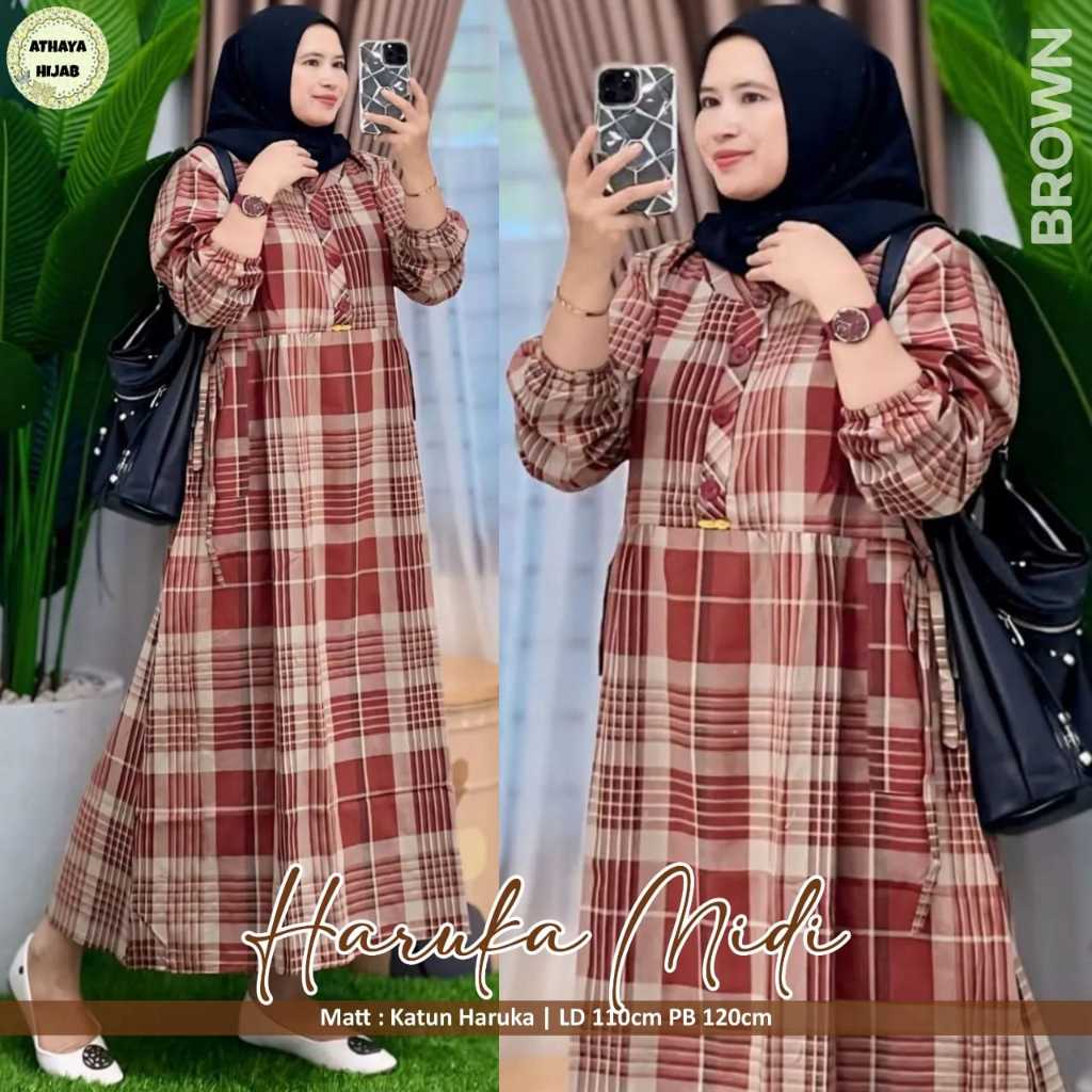 HARUKA MIDI ATHAYA / MIDI DRESS WANITA BAHAN KATUN HARUKA PREMIUM HQ